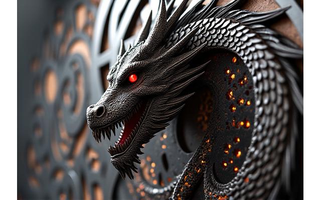 게이밍 테마 메탈 드래곤 조각